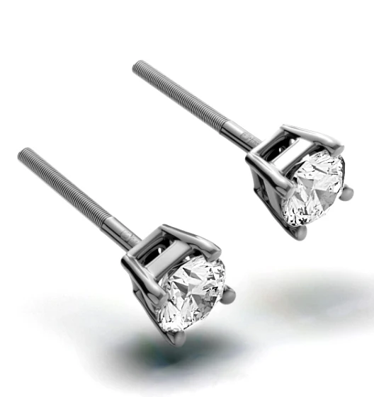 Diamond Earrings 0.66CT Studs H/SI Quality in Platinum - 4.5mm - Image 2