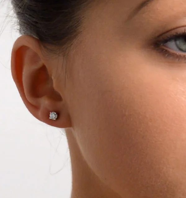 Diamond Earrings 0.66CT Studs Premium Quality 18K White Gold - 4.5mm - Image 3