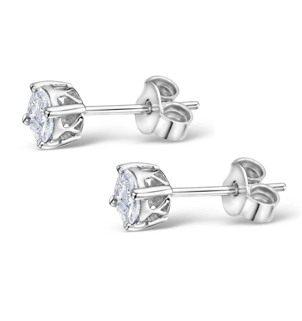 Diamond Earrings 1.00ct Look Galileo Style - 0.30ct in 18K White Gold - Image 2