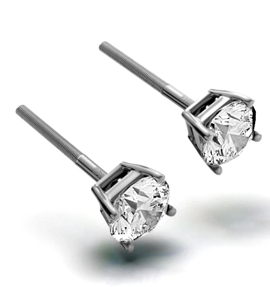 Diamond Earrings 1.00CT Studs G/Vs Quality in Platinum - 5.1mm - Image 2