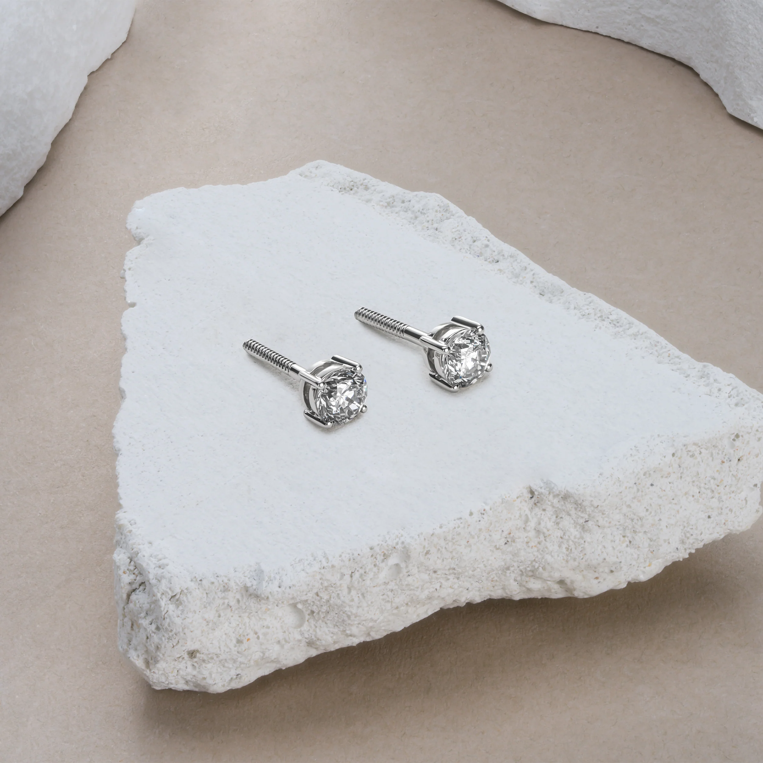 Diamond Earrings 1.00CT Studs Premium Quality in 18K White Gold 5.1mm - Image 6