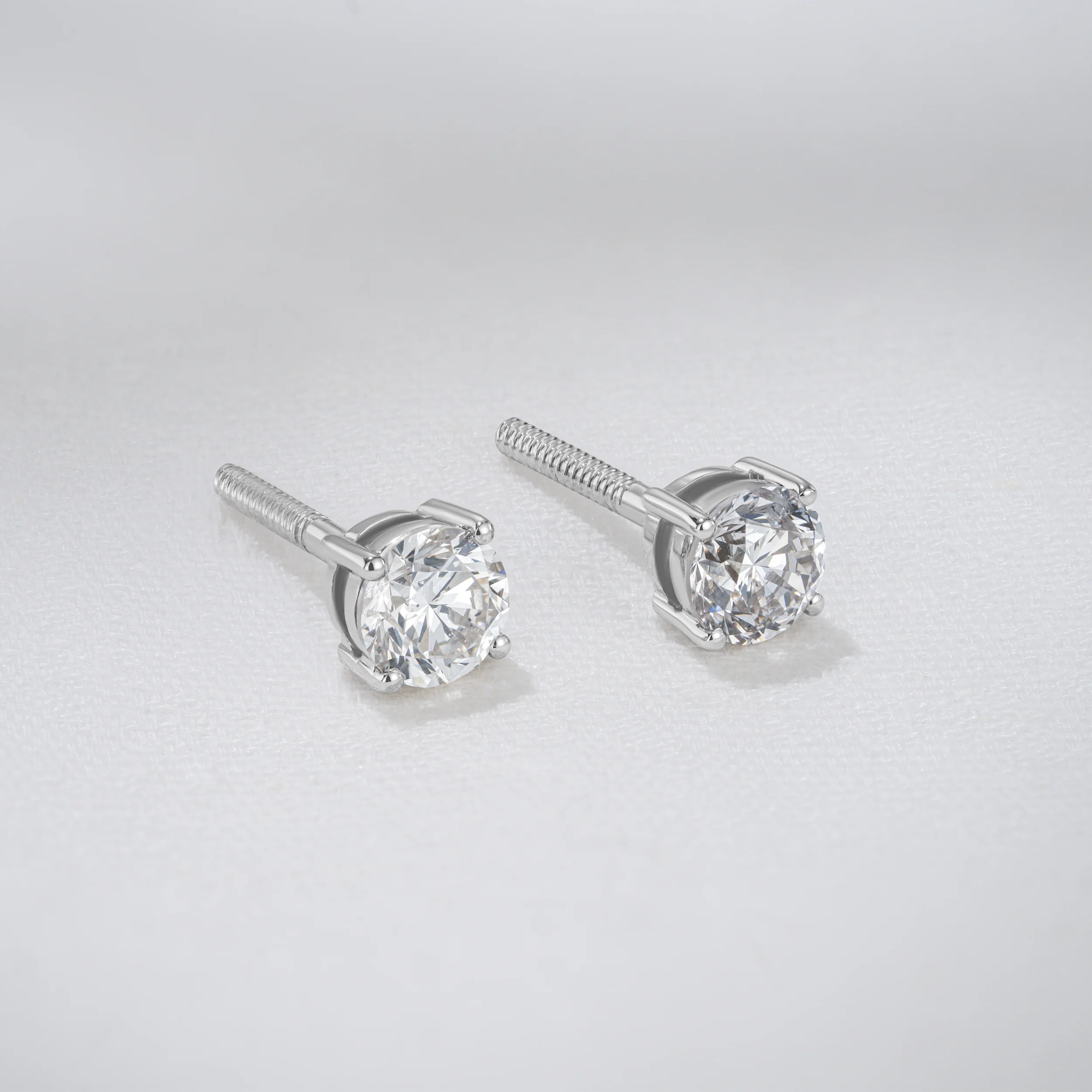 Diamond Earrings 1.00CT Studs Premium Quality in 18K White Gold 5.1mm - Image 7