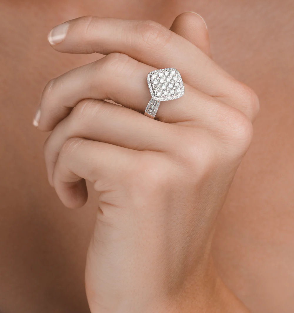 Diamond Galileo 1.75CT Side Stone Ring in 18K White Gold Ring - N4536Y - Image 3