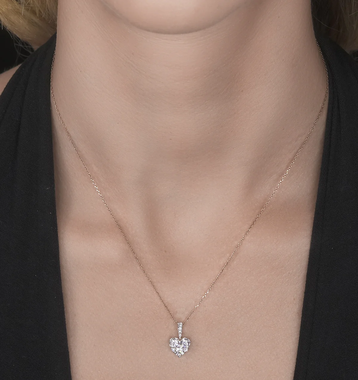Diamond Galileo Heart 1.10CT Pendant Necklace in 18K Gold - R4653 - Image 2