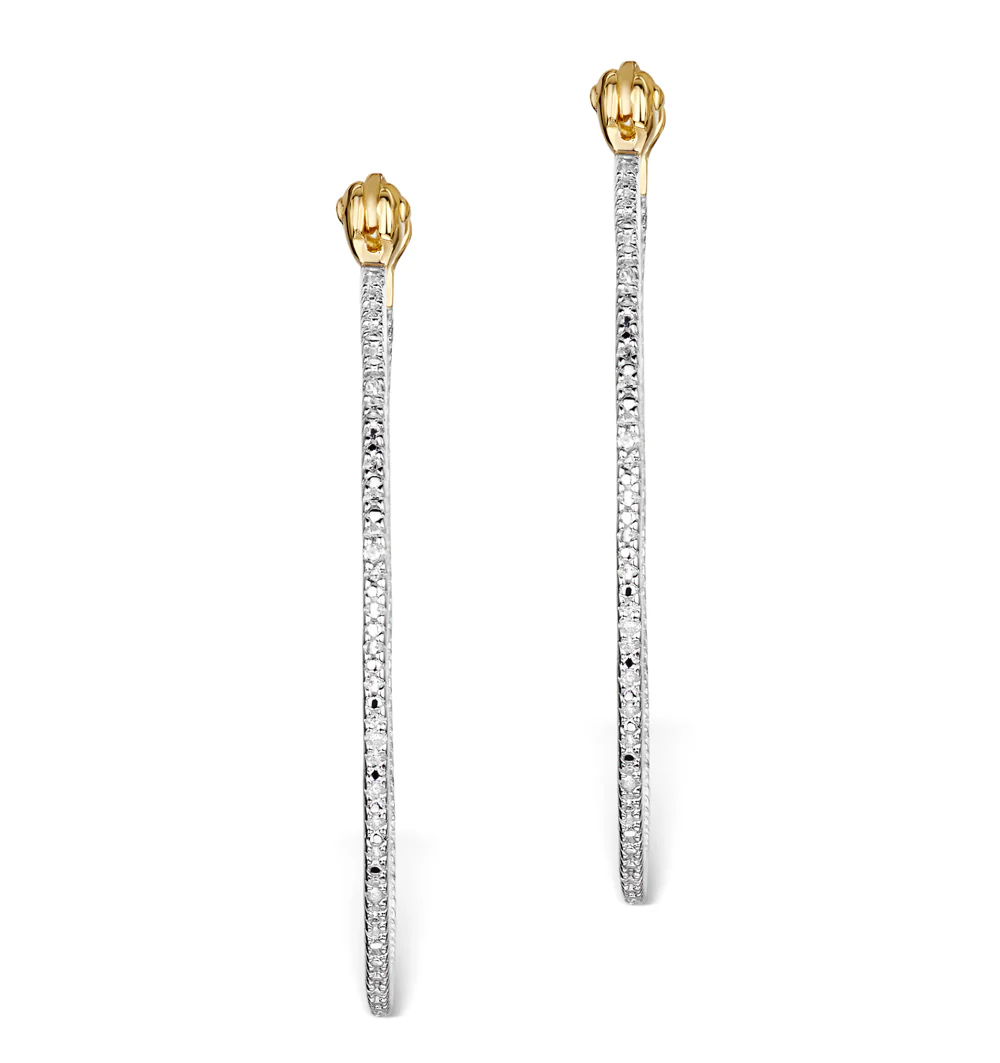 Diamond Hoop Earrings 35mm in Gold Vermeil - Ug3238 - Image 3