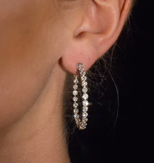 Diamond Hoop Emily Earrings 3.06ct H/Si in 18K White Gold - P3489Y - Image 4