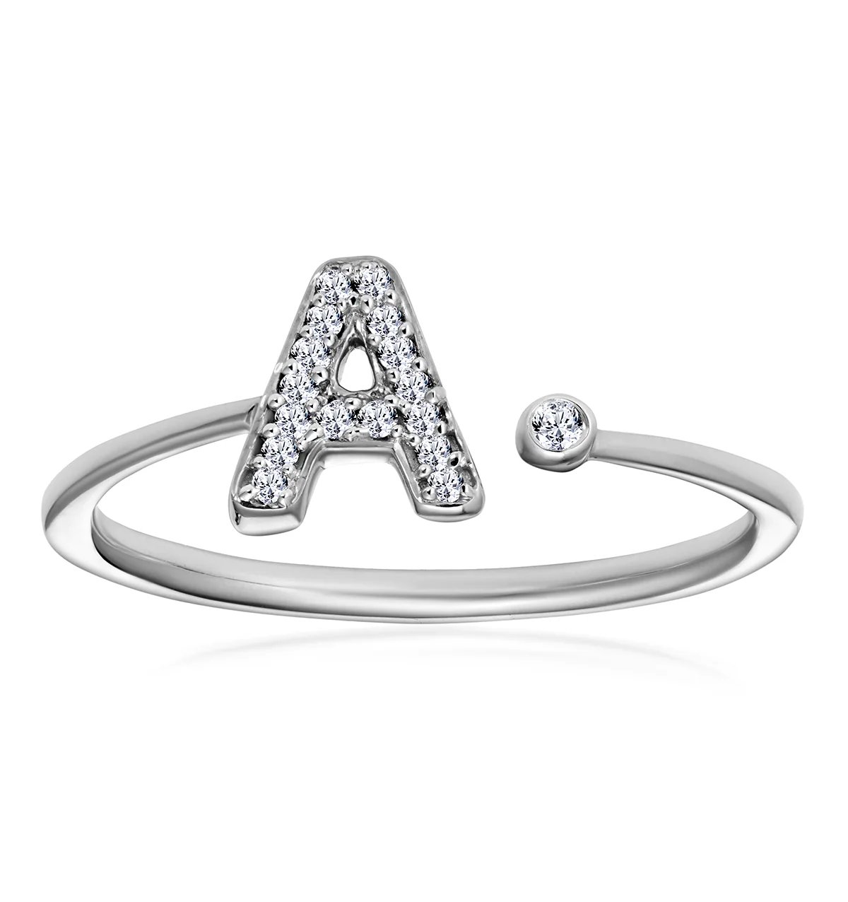 Diamond Initial 'A' Ring 0.07ct set in 9K White Gold - Image 2