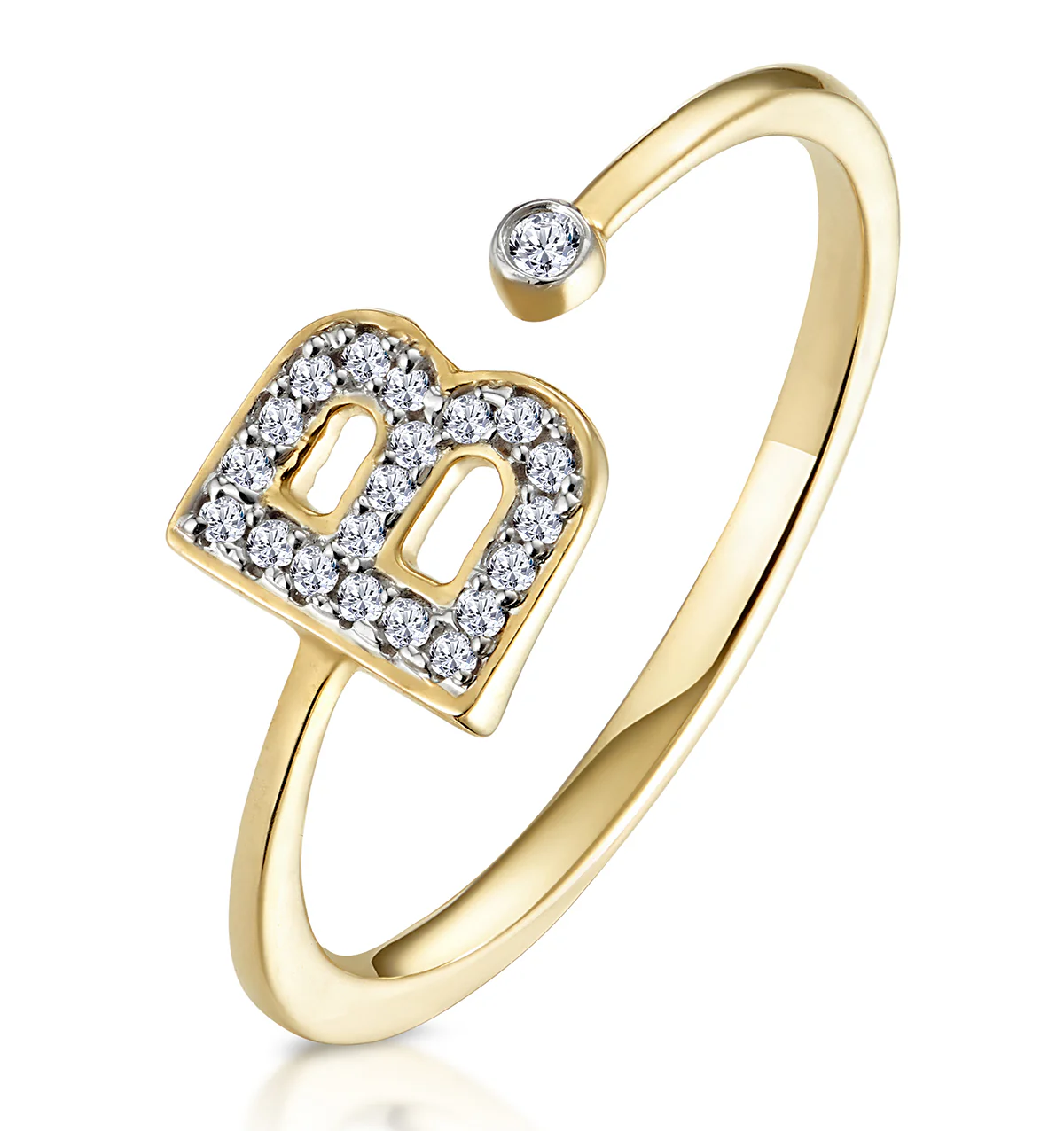 Diamond Initial 'B' Ring 0.07ct set in 9K Gold