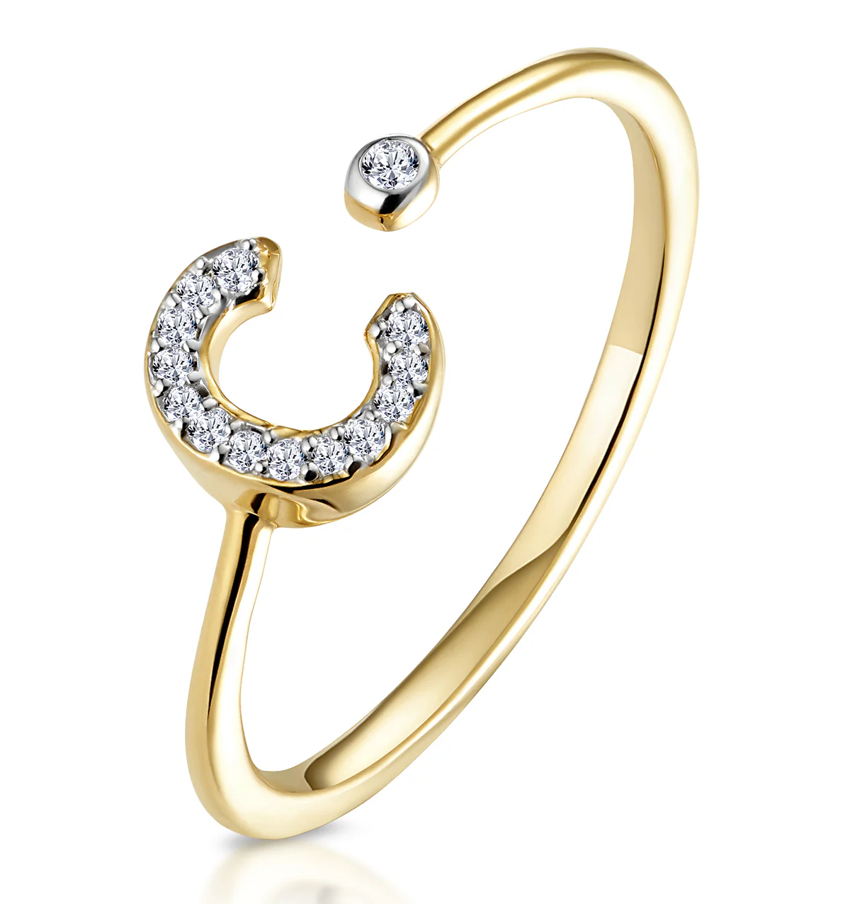 Diamond Initial 'C' Ring 0.07ct set in 9K Gold