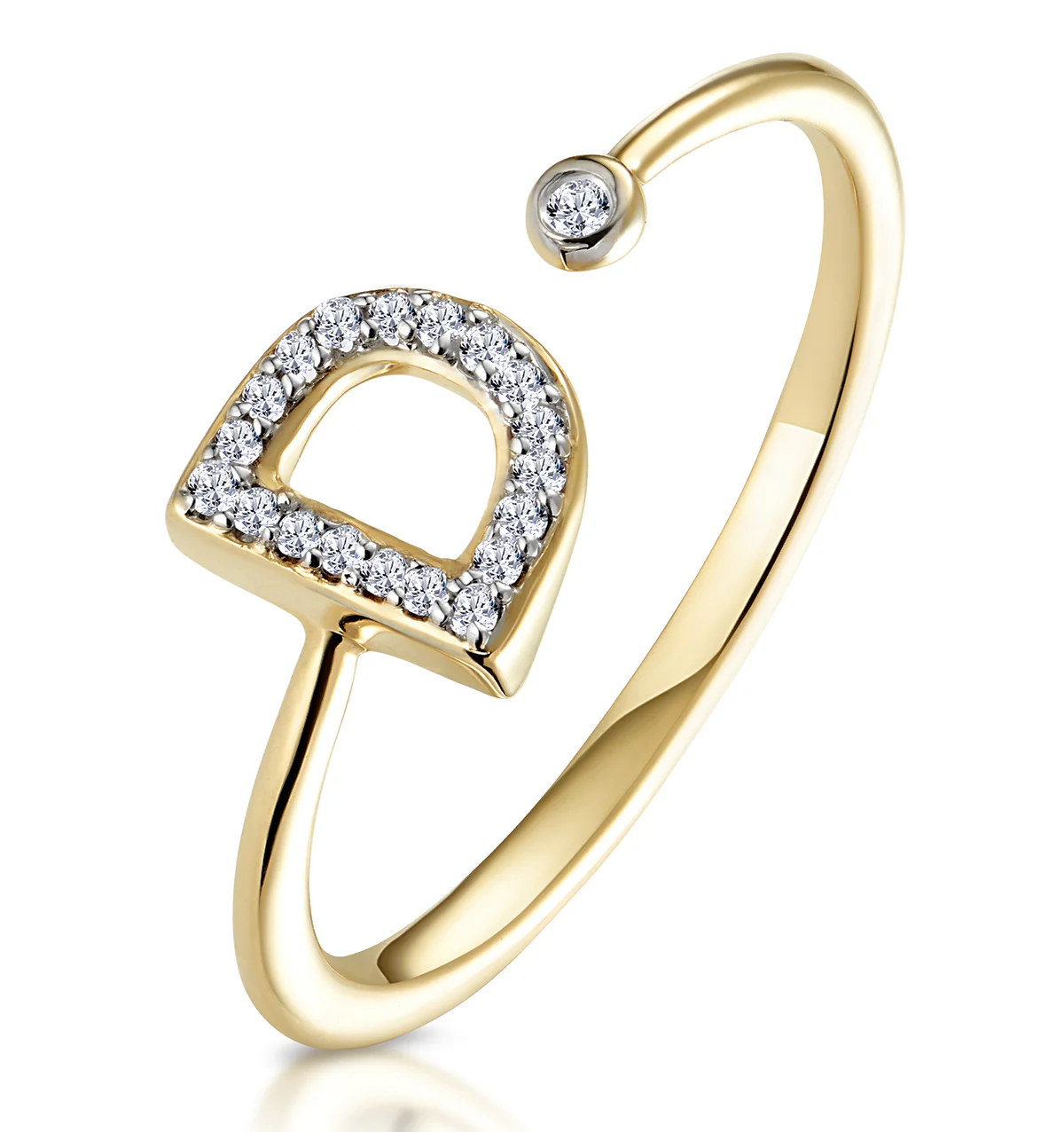 Diamond Initial 'D' Ring 0.07ct set in 9K Gold