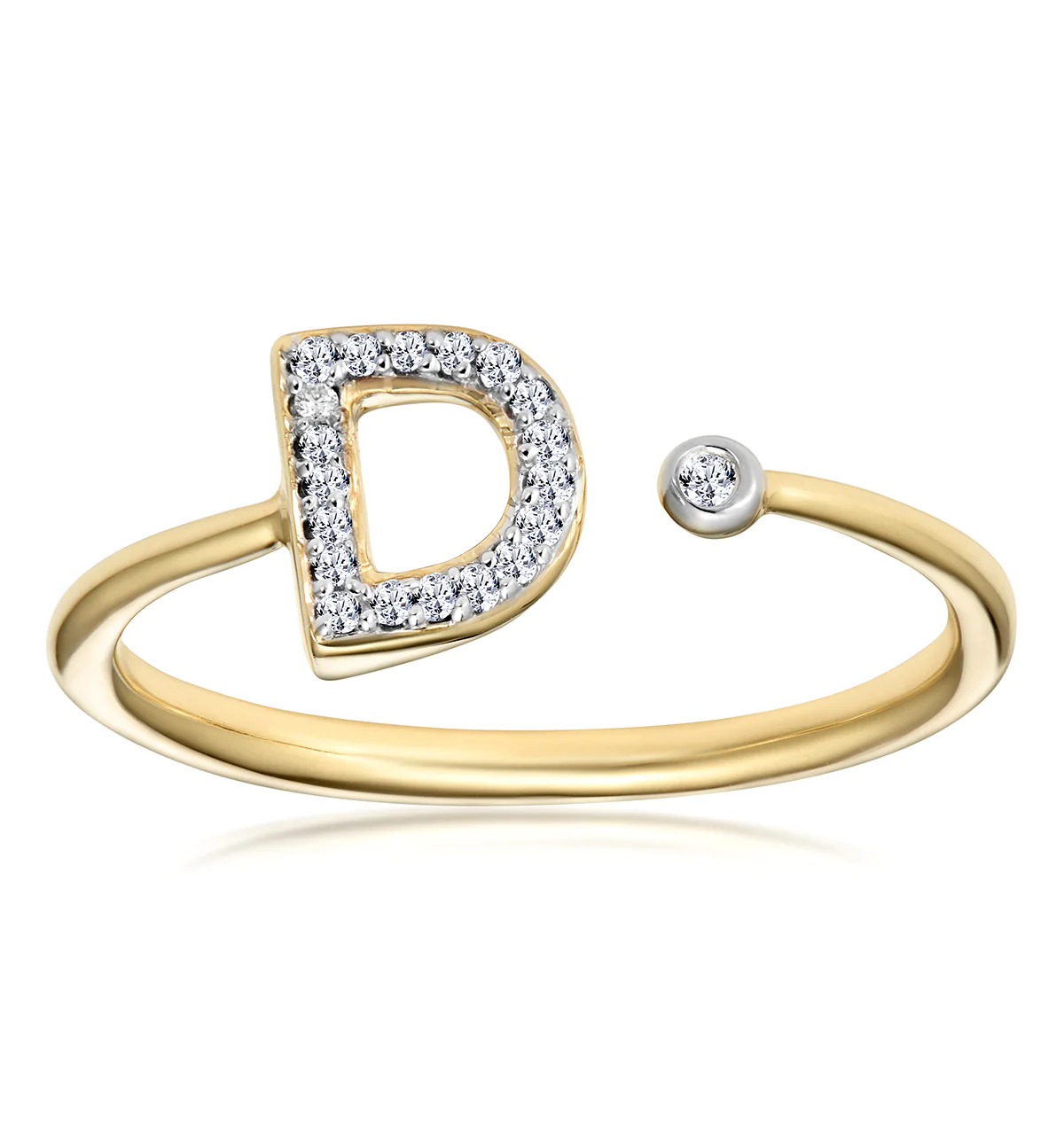Diamond Initial 'D' Ring 0.07ct set in 9K Gold - Image 2