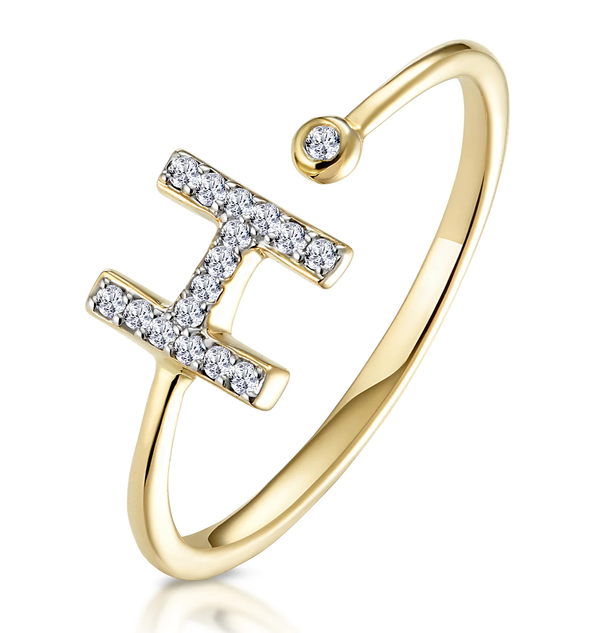 Diamond Initial 'H' Ring 0.07ct set in 9K Gold
