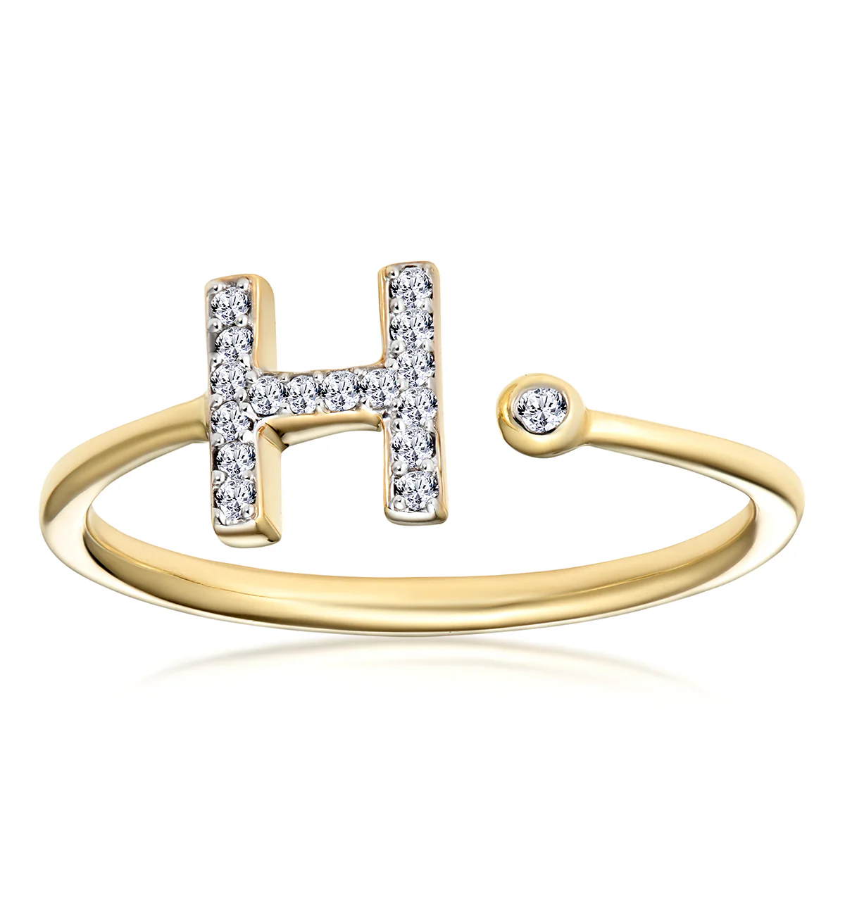Diamond Initial 'H' Ring 0.07ct set in 9K Gold - Image 2