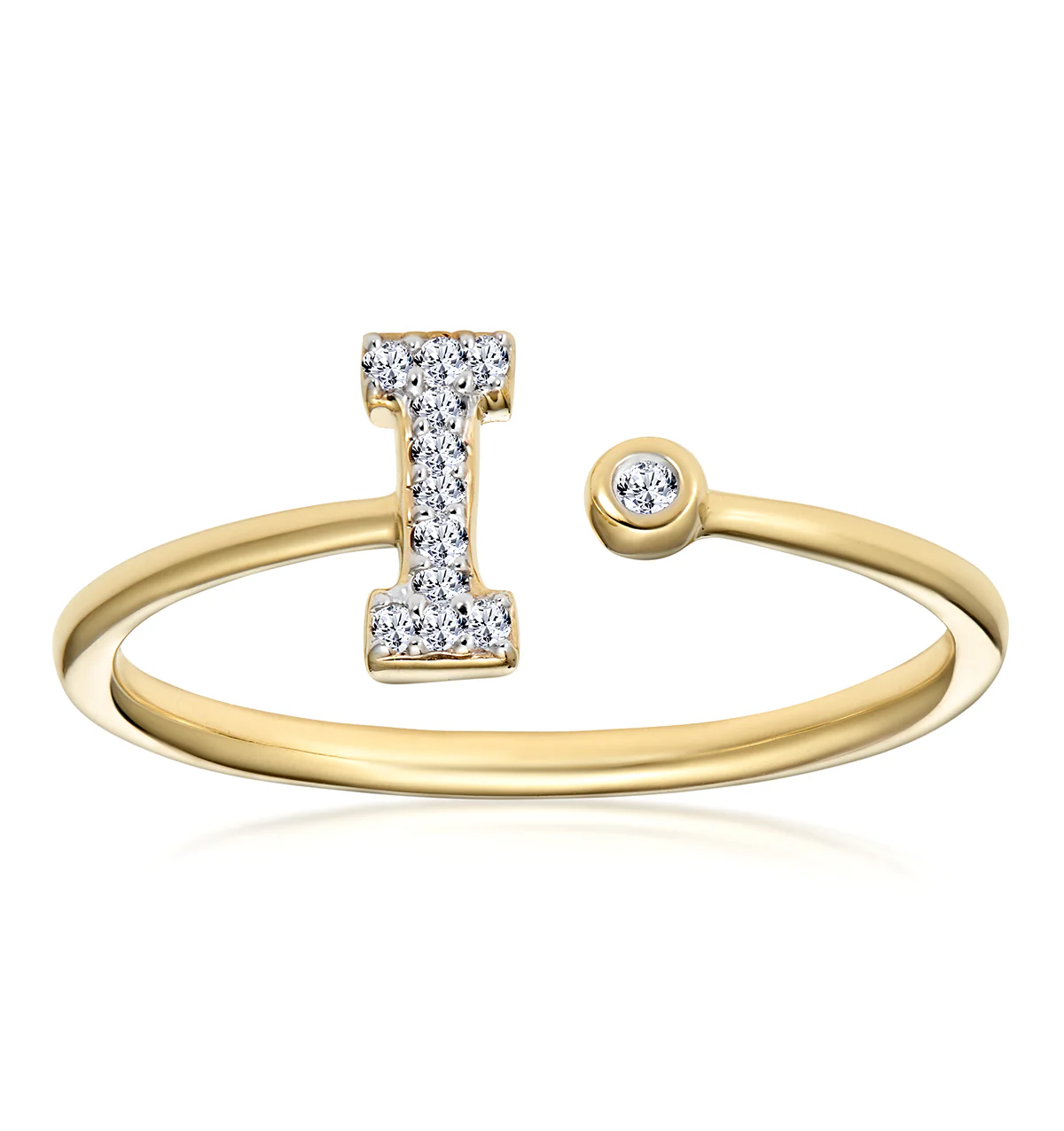 Diamond Initial 'I' Ring 0.07ct set in 9K Gold - Image 2