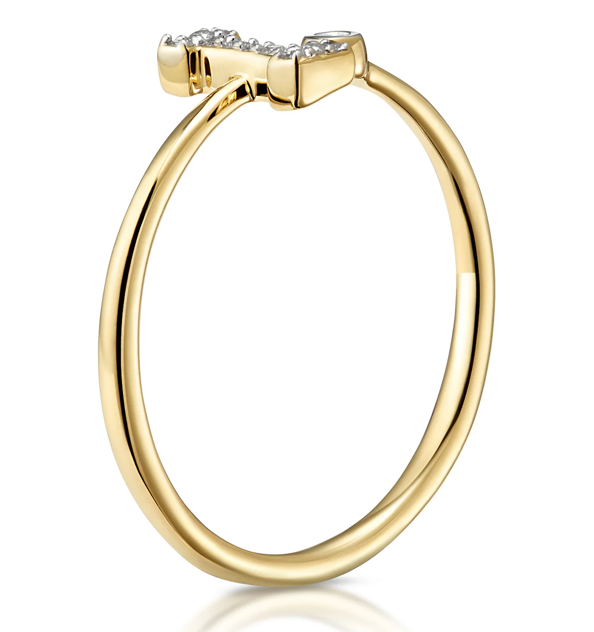 Diamond Initial 'I' Ring 0.07ct set in 9K Gold - Image 3