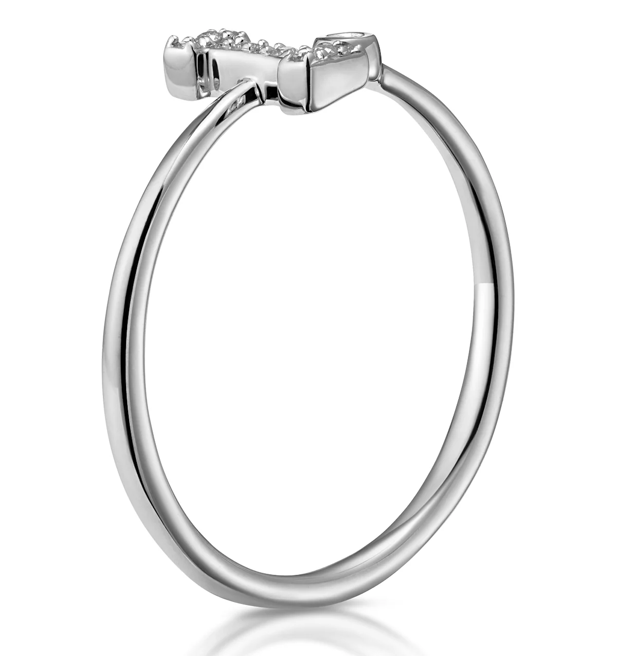 Diamond Initial 'I' Ring 0.07ct set in 9K White Gold - Image 3