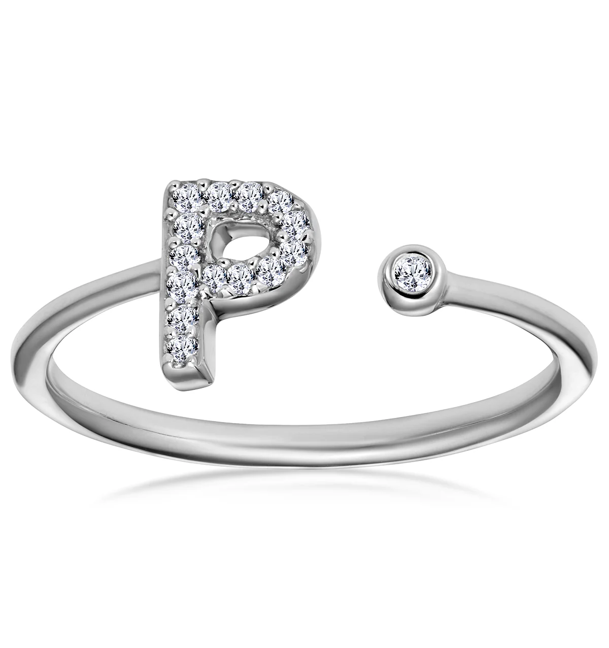 Diamond Initial 'P' Ring 0.07ct set in 9K White Gold - Image 2