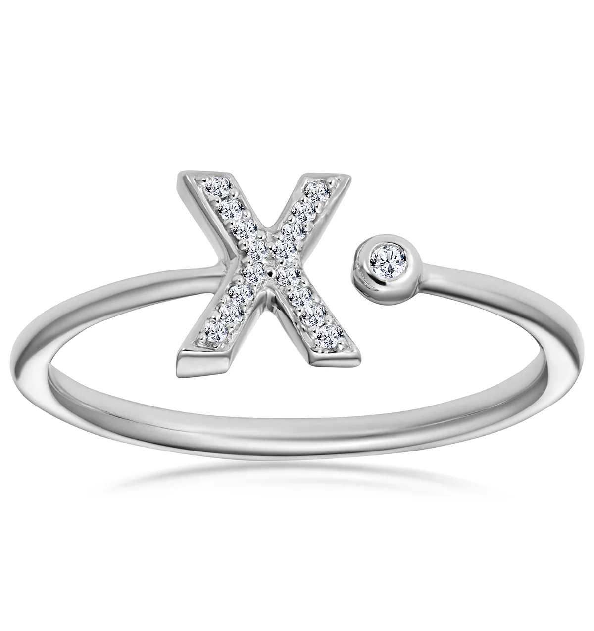 Diamond Initial 'X' Ring 0.07ct set in 9K White Gold - Image 2