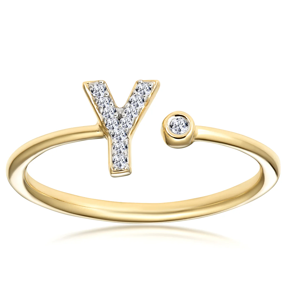 Diamond Initial 'Y' Ring 0.07ct set in 9K Gold - Image 2