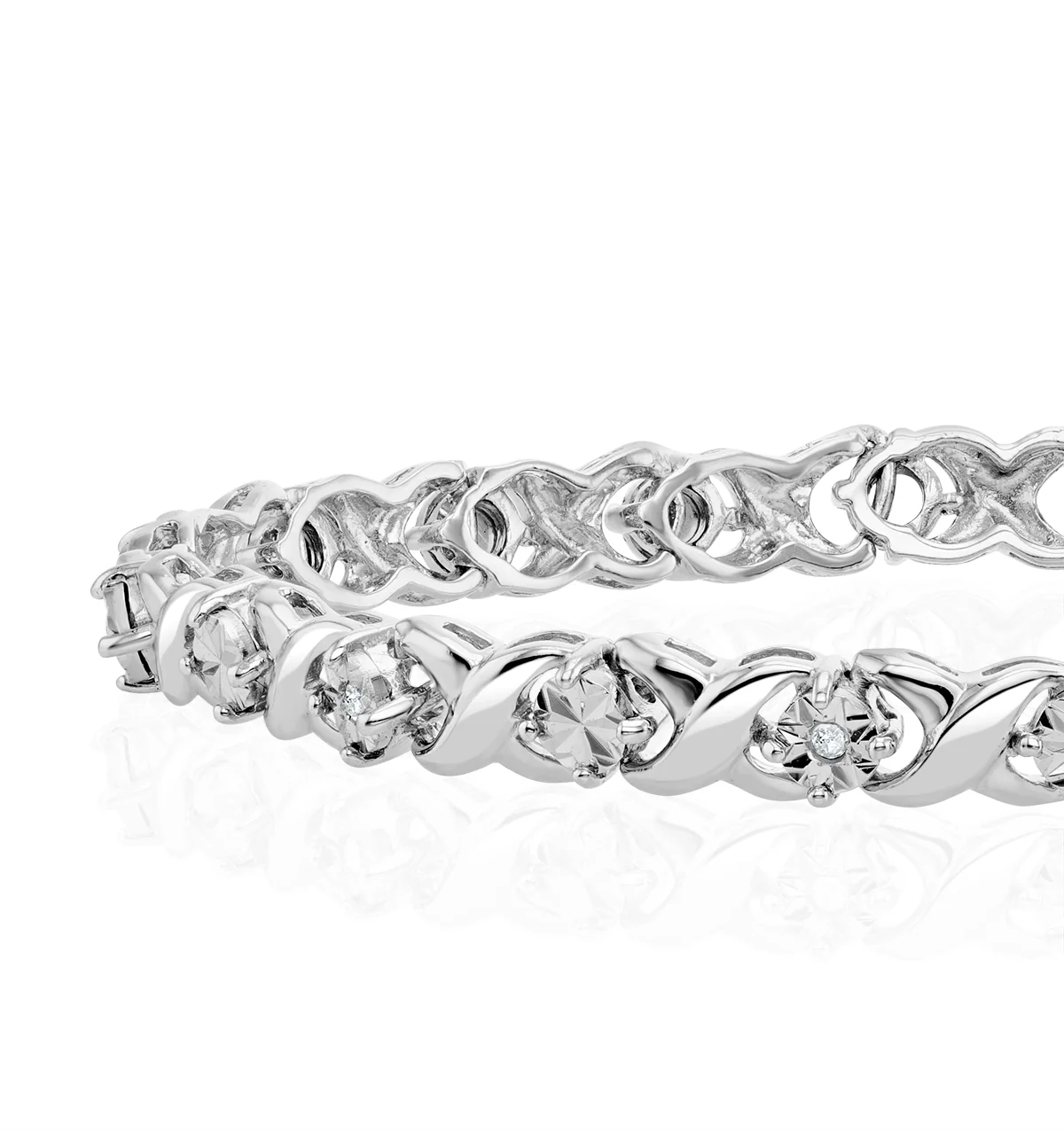Diamond Kisses Bracelet With 0.05ct Set in 925 Silver - Image 5