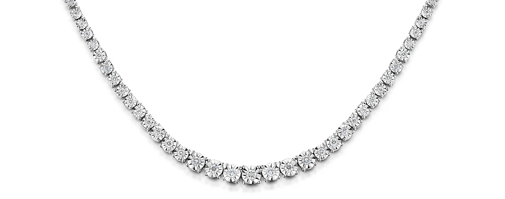 Diamond Necklace Tara 10.00ct Look in 18K White Gold D3497 - Image 3