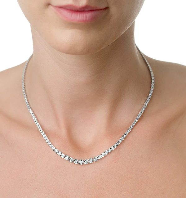 Diamond Necklace Tara 10.00ct Look in 18K White Gold D3497 - Image 4