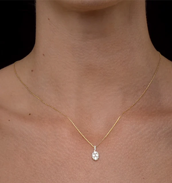 Diamond Oval Galileo 0.52CT Pendant Necklace in 18K Gold - R4640 - Image 2