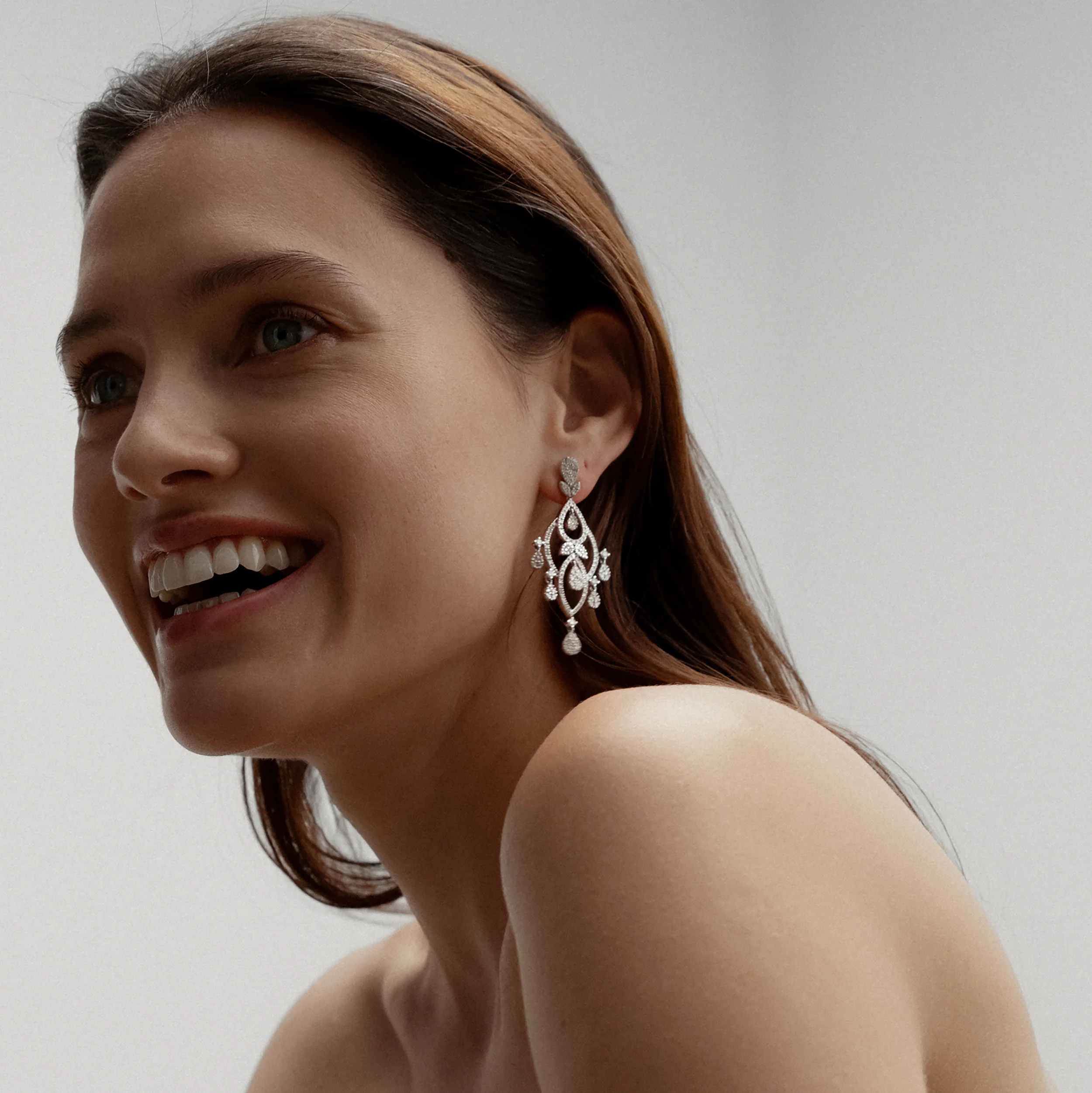 Diamond Pyrus Drop Chandelier Earrings 5ct in 18K White Gold P3402 - Image 6