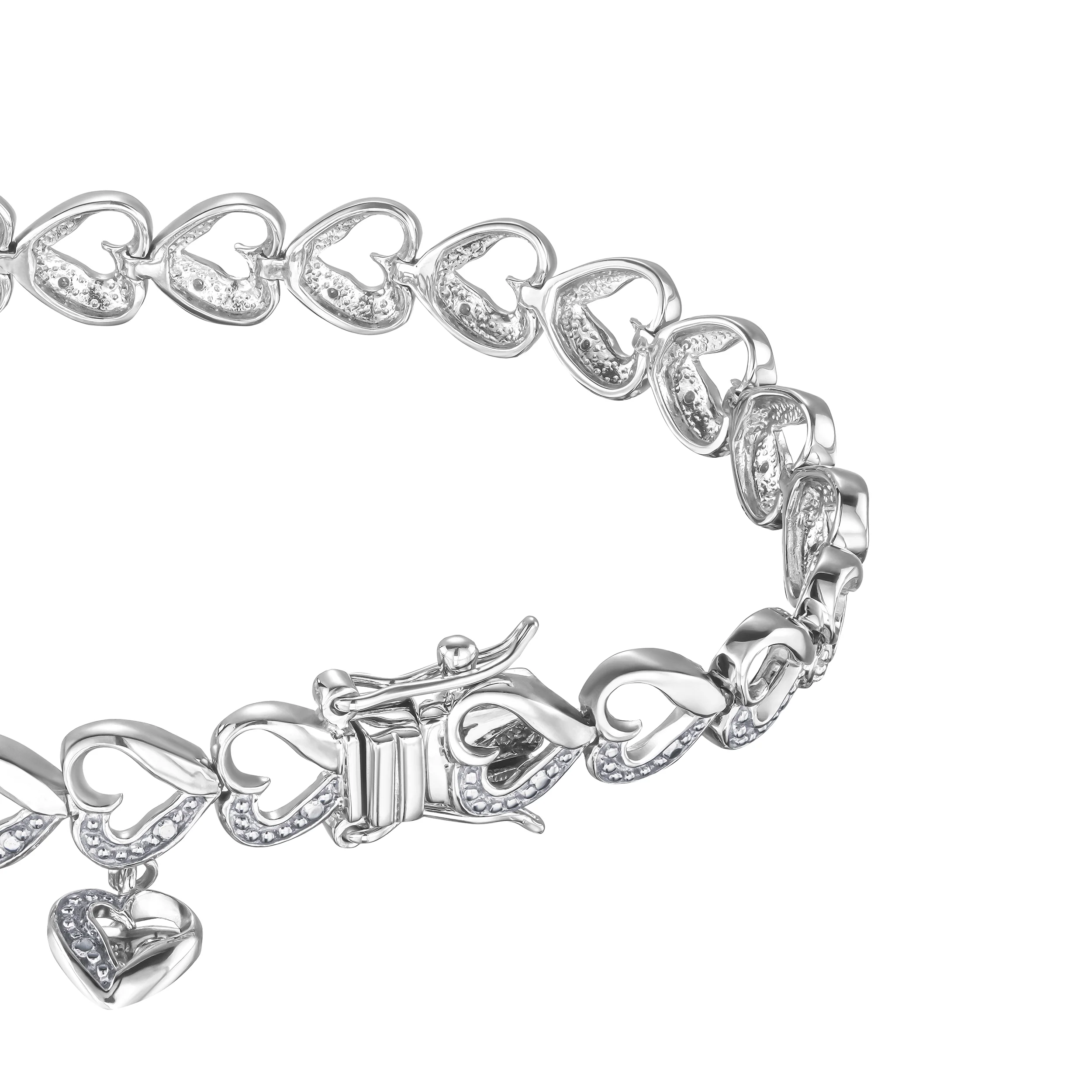 Diamond Heart Sterling Silver Bracelet - Image 3