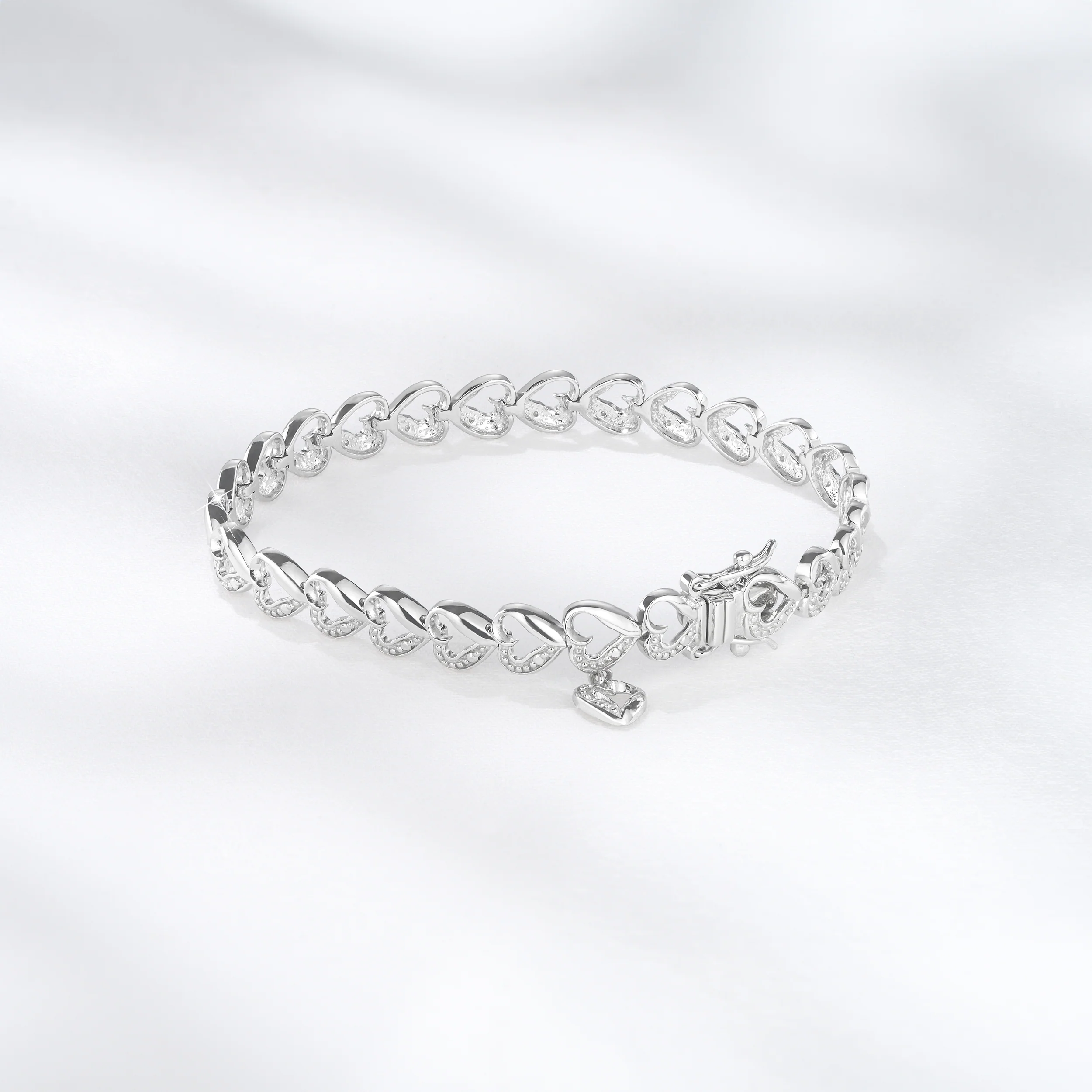 Diamond Heart Sterling Silver Bracelet - Image 5