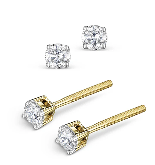 Diamond Stud Earrings 3mm 18K Gold - 0.20CT - F-G/VS