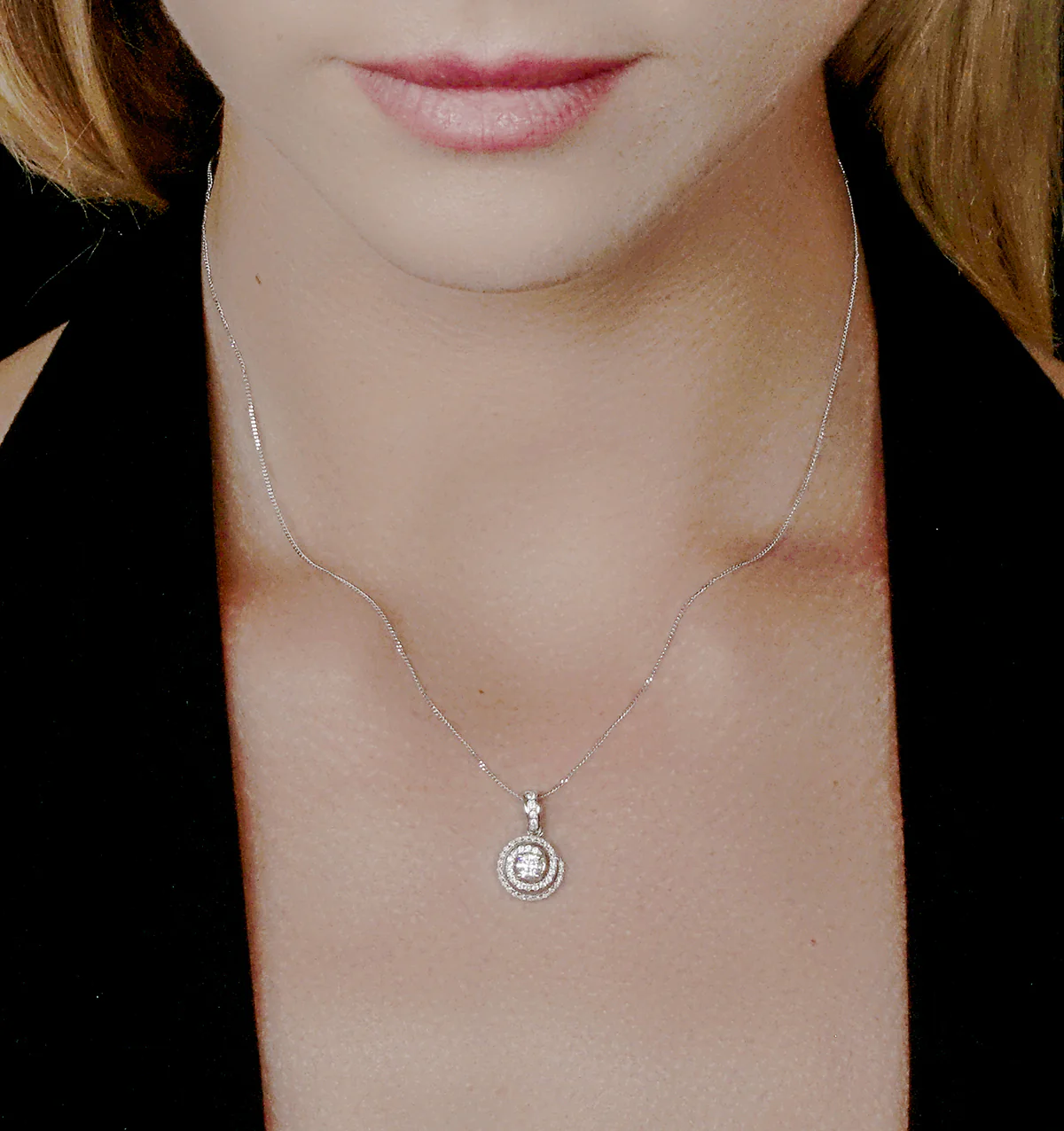 Diamond Swirl Necklace 0.60ct Set in 18K White Gold - Image 2
