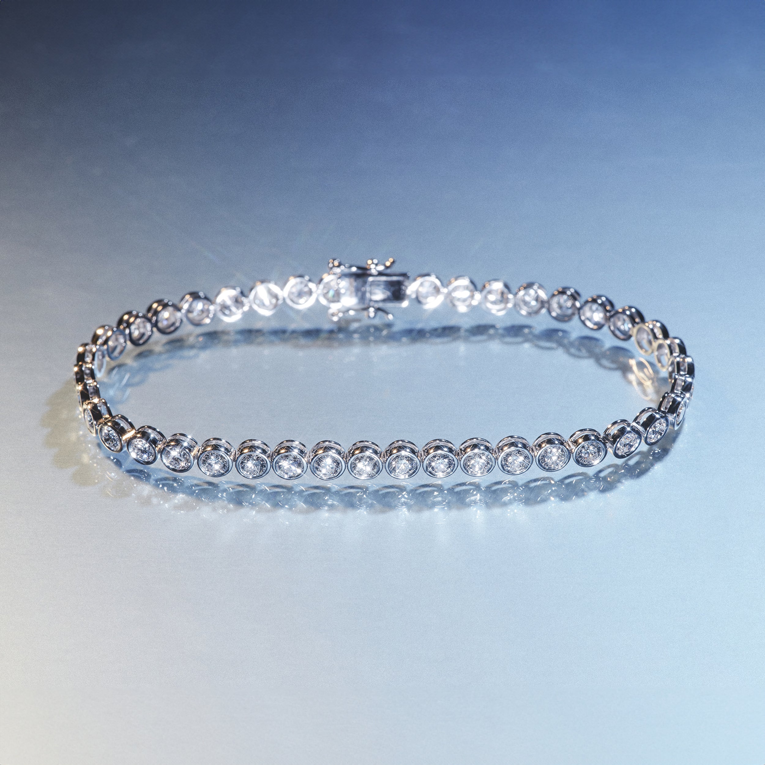 Diamond Tennis Bracelet Rub Over Style 1.00ct 9K White Gold - Image 3