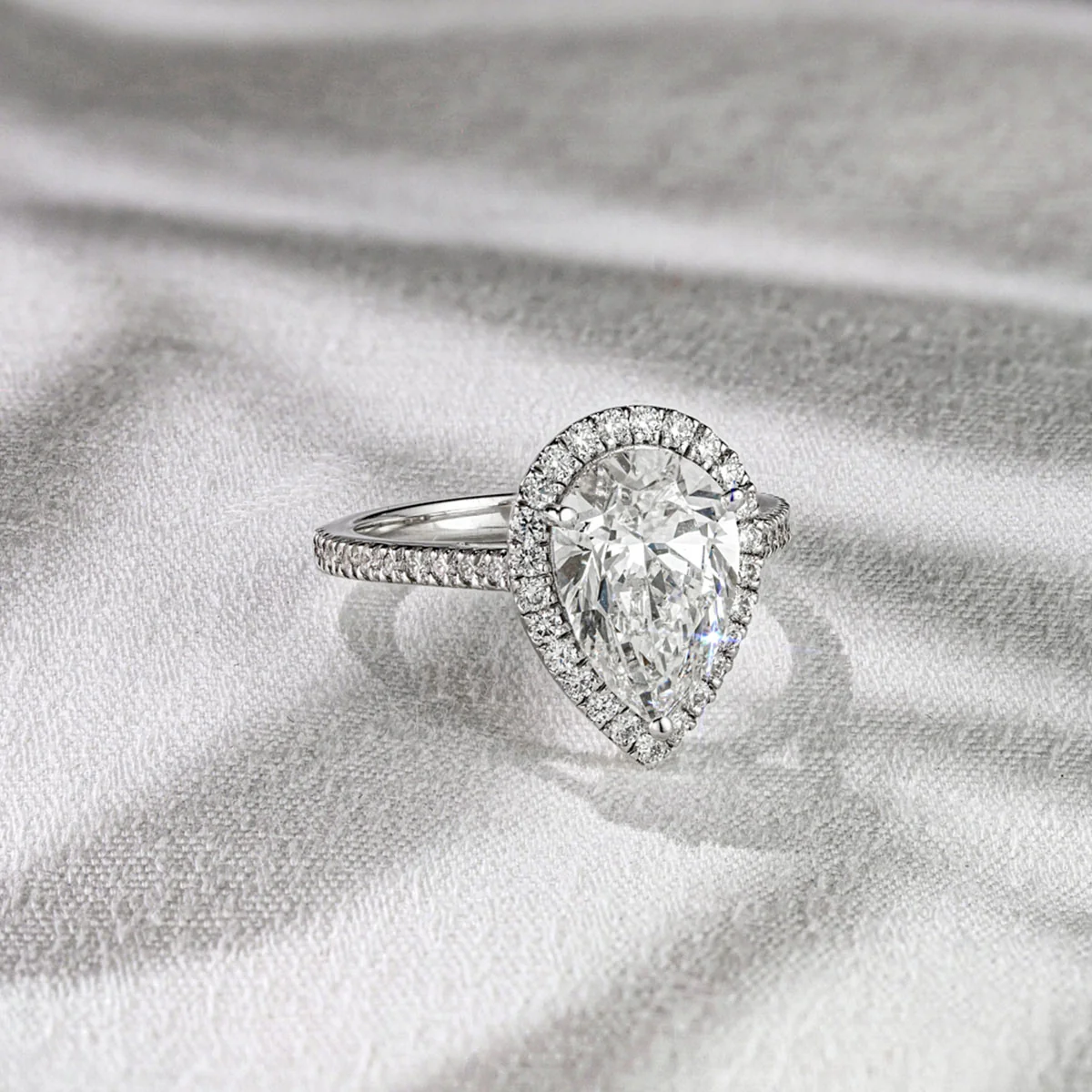 Diana 3.60ct Lab Diamond Pear Cut Engagement Ring in 18K White Gold G/VS1 - Image 7