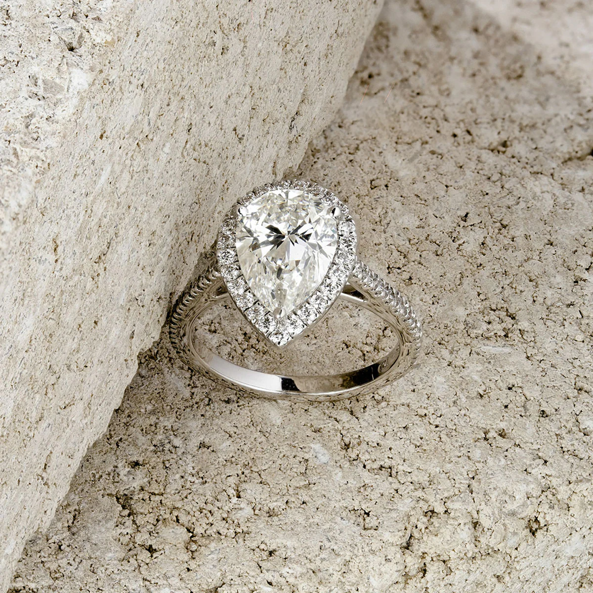 Diana 3.60ct Lab Diamond Pear Cut Engagement Ring in 18K White Gold G/VS1 - Image 8