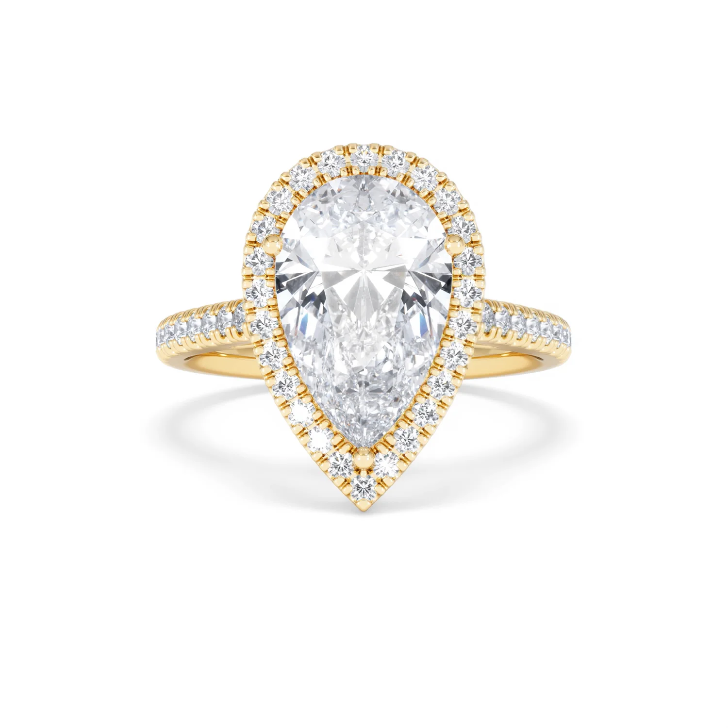 Diana 3.60ct Lab Diamond Pear Cut Engagement Ring in 18K Yellow Gold G/VS1 - Image 10