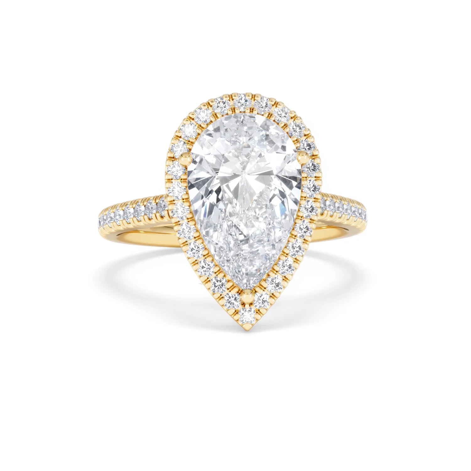 Diana 3.60ct Lab Diamond Pear Cut Engagement Ring in 18K Yellow Gold G/VS1 - Image 11