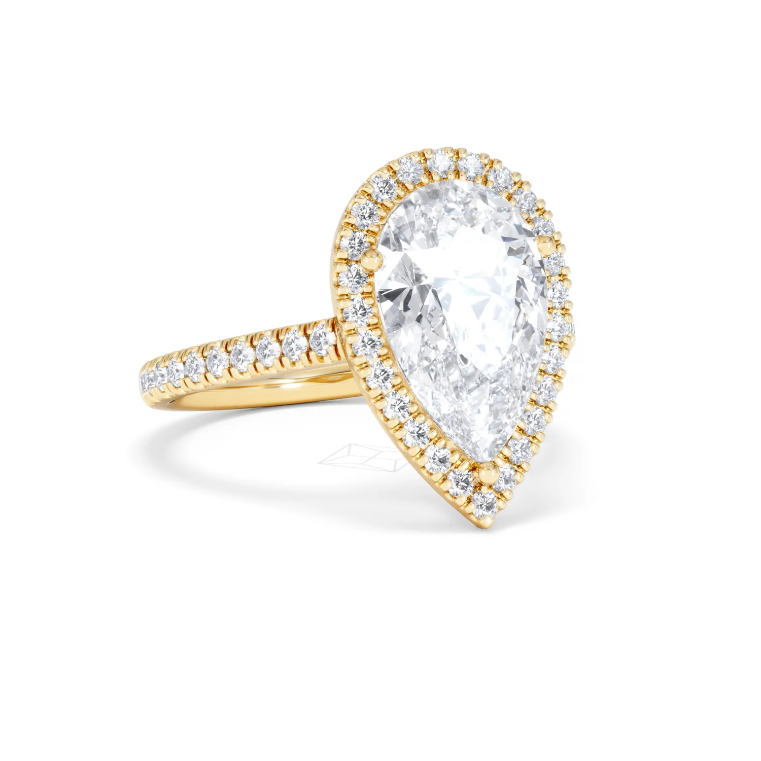 Diana 3.60ct Lab Diamond Pear Cut Engagement Ring in 18K Yellow Gold G/VS1 - Image 15