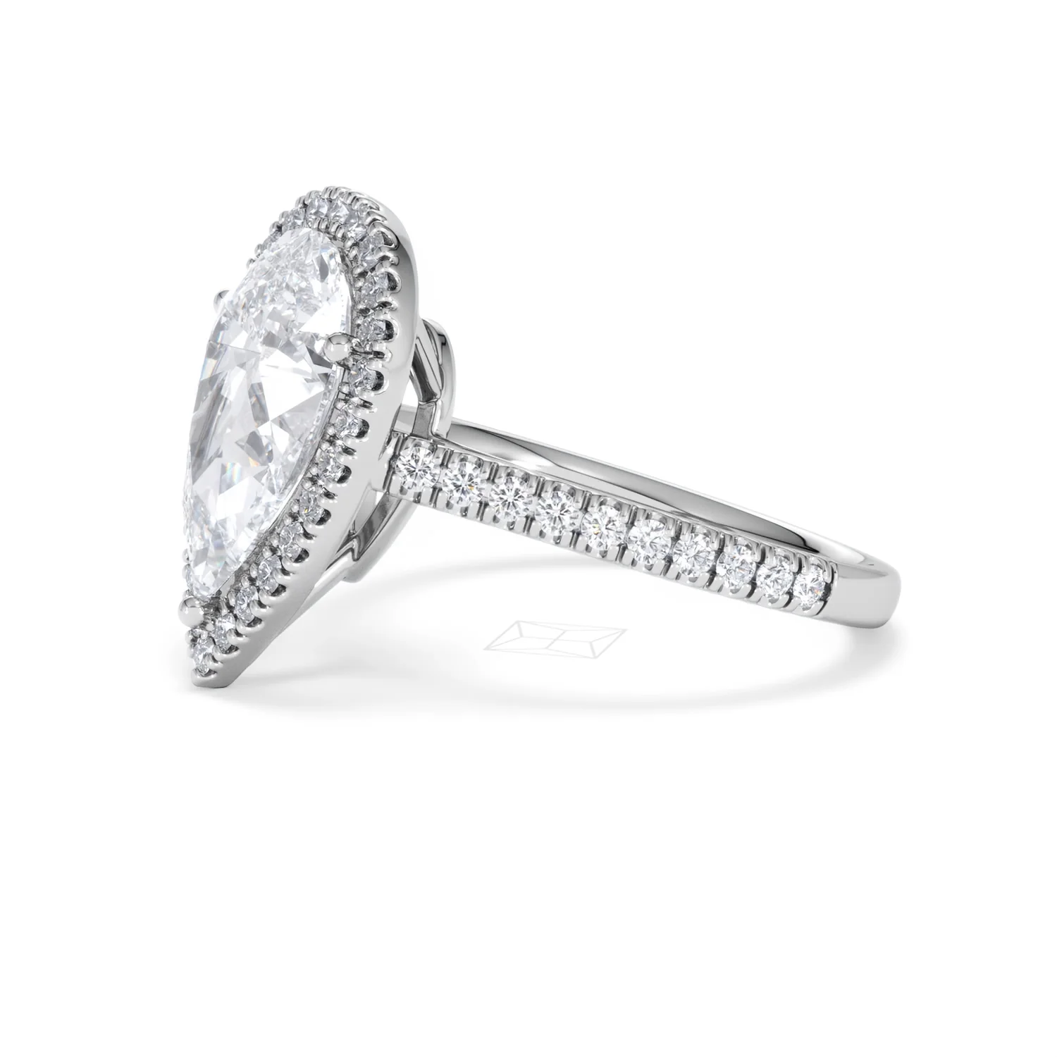 Diana 3.60ct Lab Diamond Pear Cut Engagement Ring in Platinum G/VS1 - Image 76