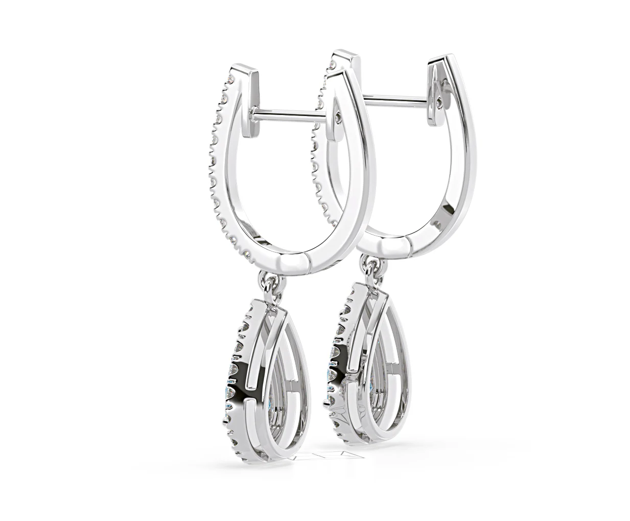 Diana Blue Lab Diamond 1.48ct Pear Halo Drop Earrings in 18K White Gold - Elara Collection - Image 34