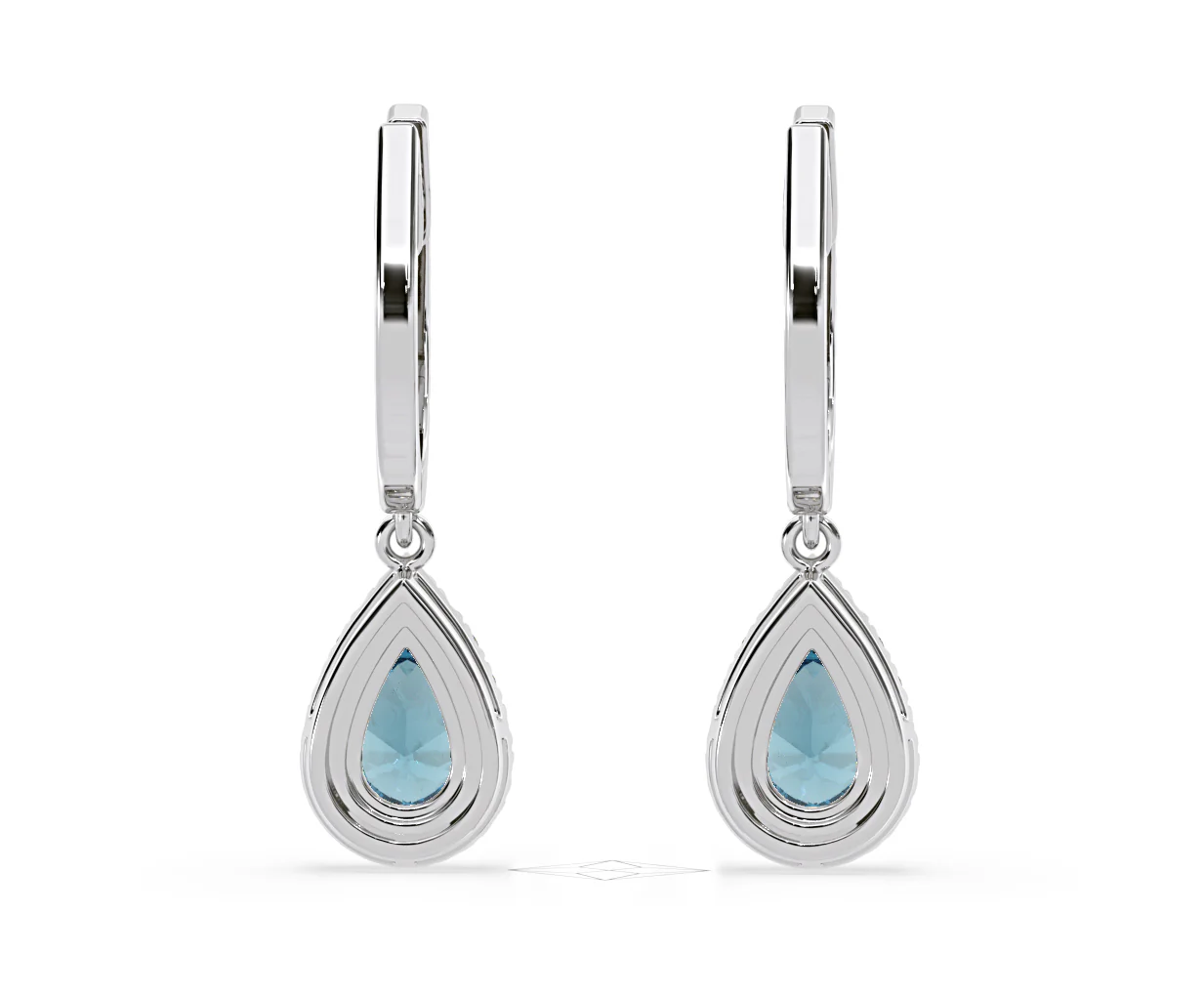 Diana Blue Lab Diamond 1.48ct Pear Halo Drop Earrings in 18K White Gold - Elara Collection - Image 48
