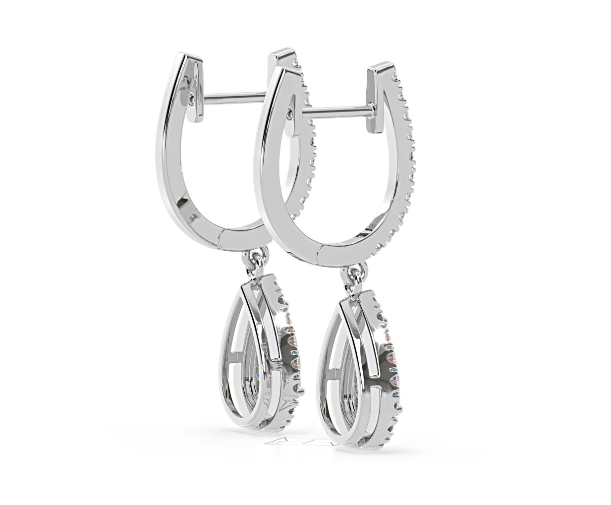 Diana Blue Lab Diamond 1.48ct Pear Halo Drop Earrings in 18K White Gold - Elara Collection - Image 61