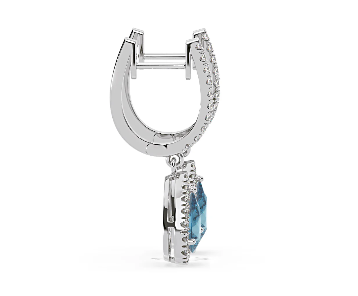 Diana Blue Lab Diamond 1.48ct Pear Halo Drop Earrings in 18K White Gold - Elara Collection - Image 68
