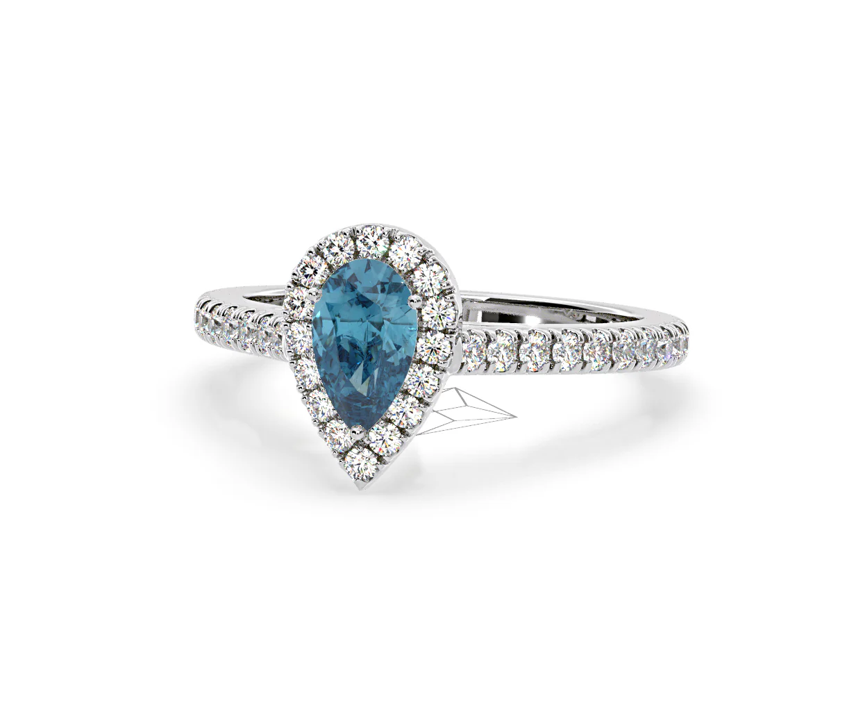 Diana Blue Lab Diamond Pear Halo Ring 1.00ct in Platinum - Elara Collection - Image 12