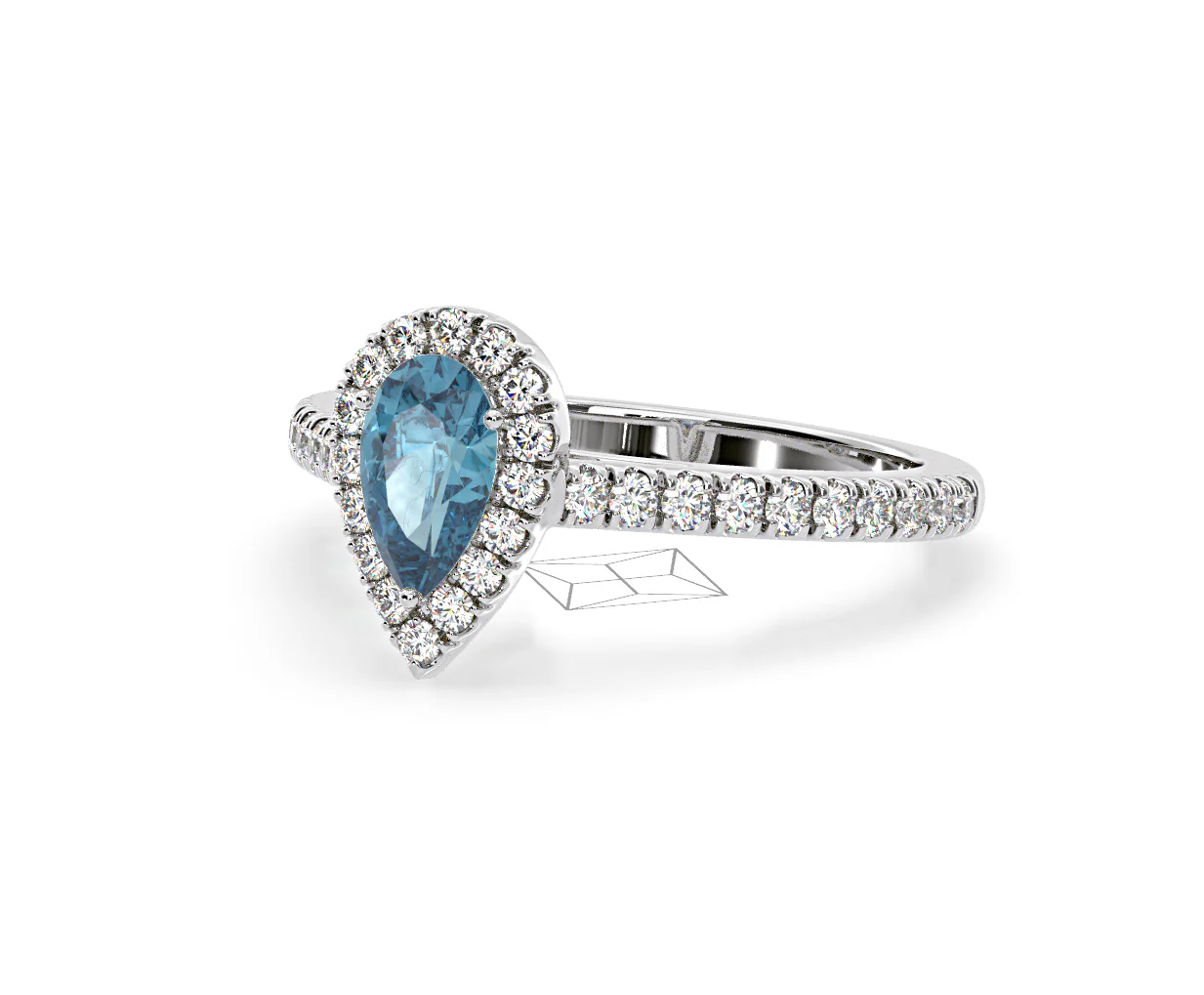 Diana Blue Lab Diamond Pear Halo Ring 1.00ct in Platinum - Elara Collection - Image 15