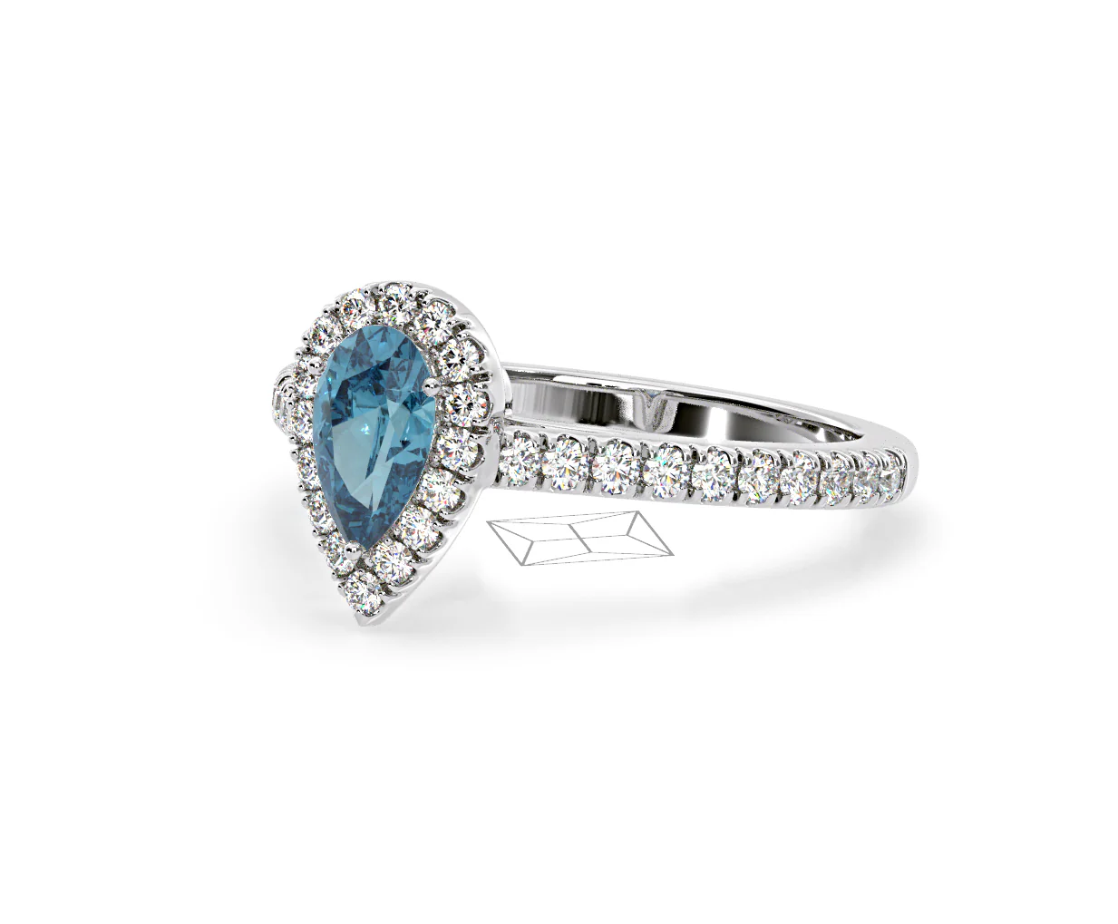 Diana Blue Lab Diamond Pear Halo Ring 1.00ct in Platinum - Elara Collection - Image 16