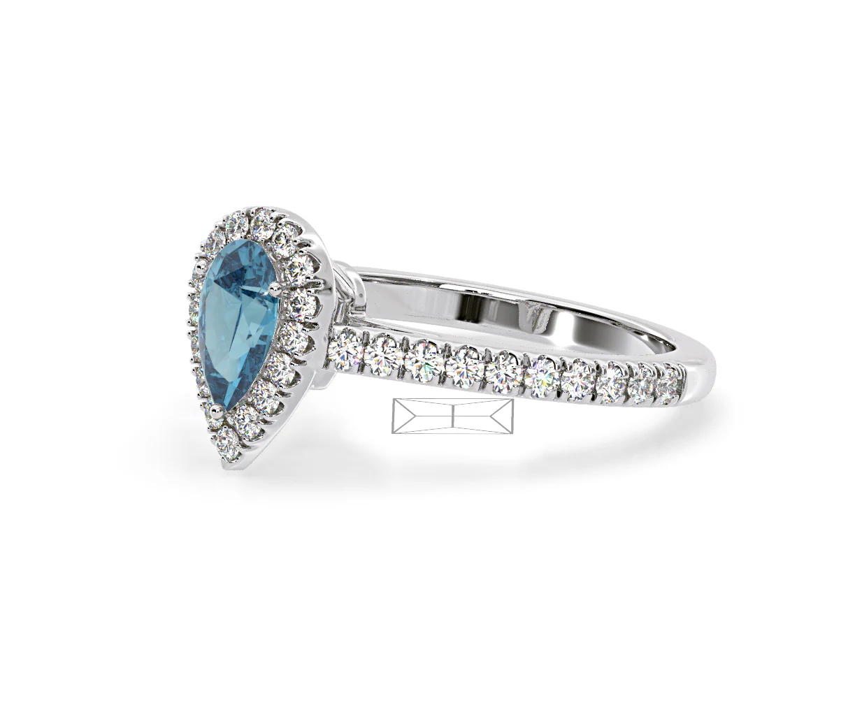 Diana Blue Lab Diamond Pear Halo Ring 1.00ct in Platinum - Elara Collection - Image 19