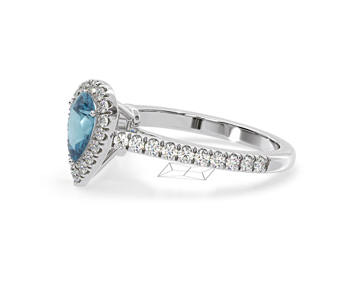 Diana Blue Lab Diamond Pear Halo Ring 1.00ct in Platinum - Elara Collection - Image 22