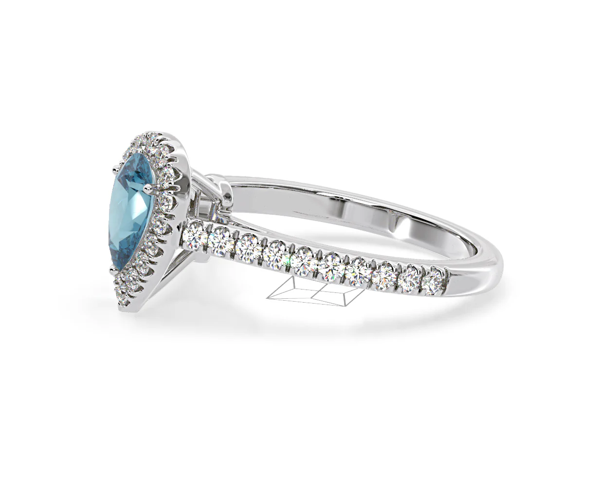 Diana Blue Lab Diamond Pear Halo Ring 1.00ct in Platinum - Elara Collection - Image 23