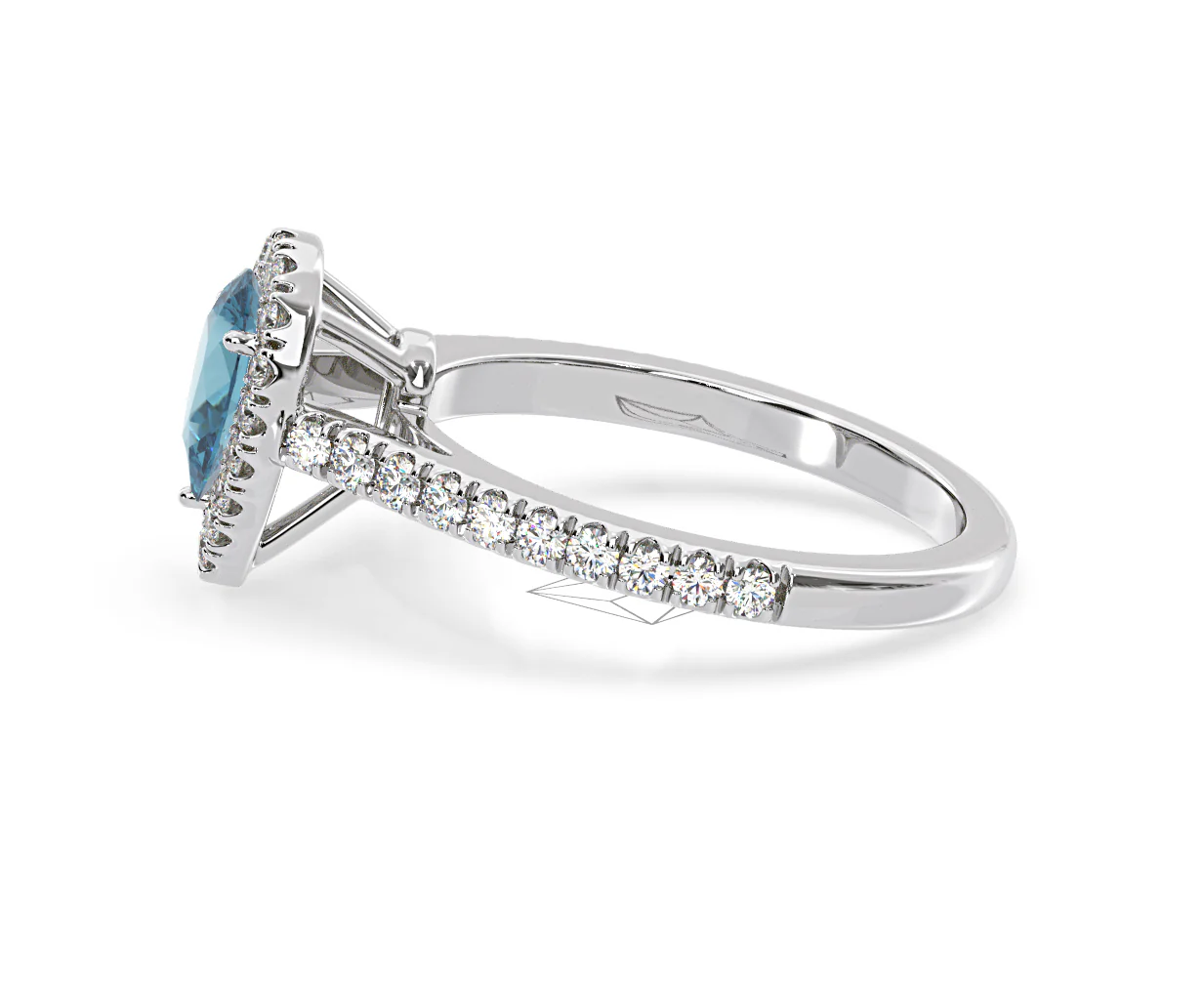 Diana Blue Lab Diamond Pear Halo Ring 1.00ct in Platinum - Elara Collection - Image 28